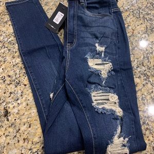 FashionNova Ripped High Rise Jeans NWT